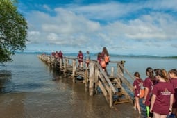 Costa Rica - kids on bridge